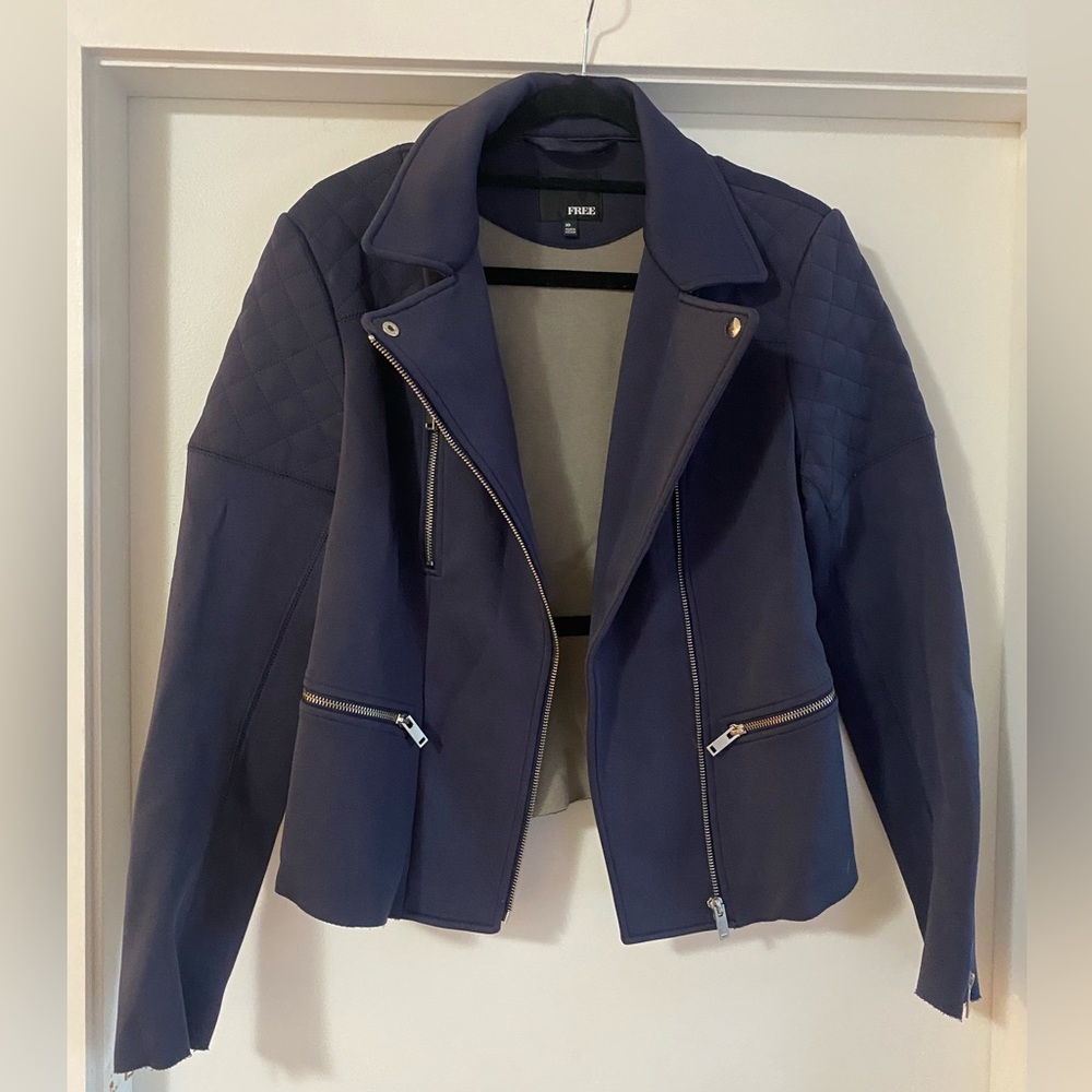 Aritzia - Wilfred Free Blue Moto Jacket